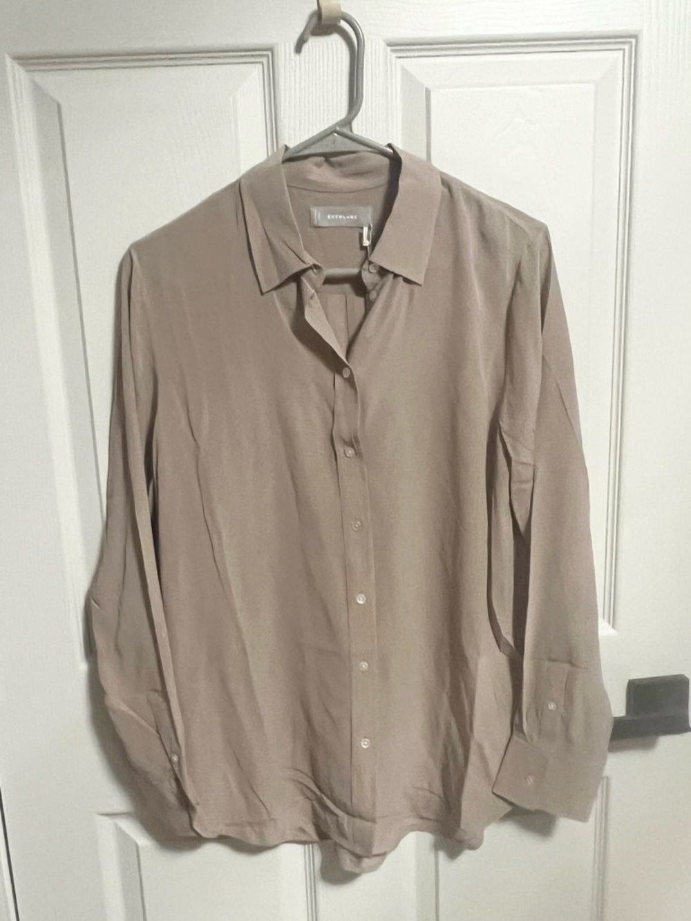NWT Everlane | The Washable Clean Silk Relaxed Shirt in Burnt Sugar size 6 - Picture 4 of 10